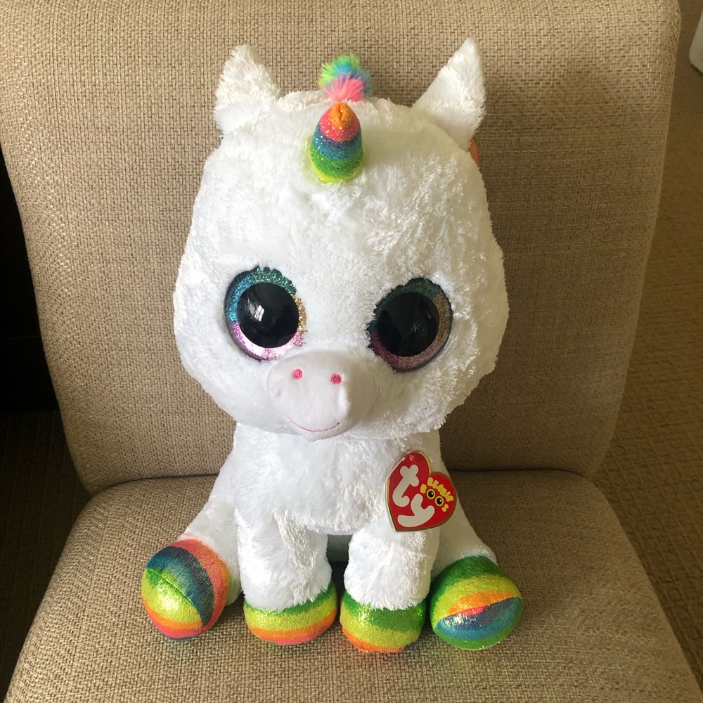 TY Beanie Boos Pixy white Unicorn Large